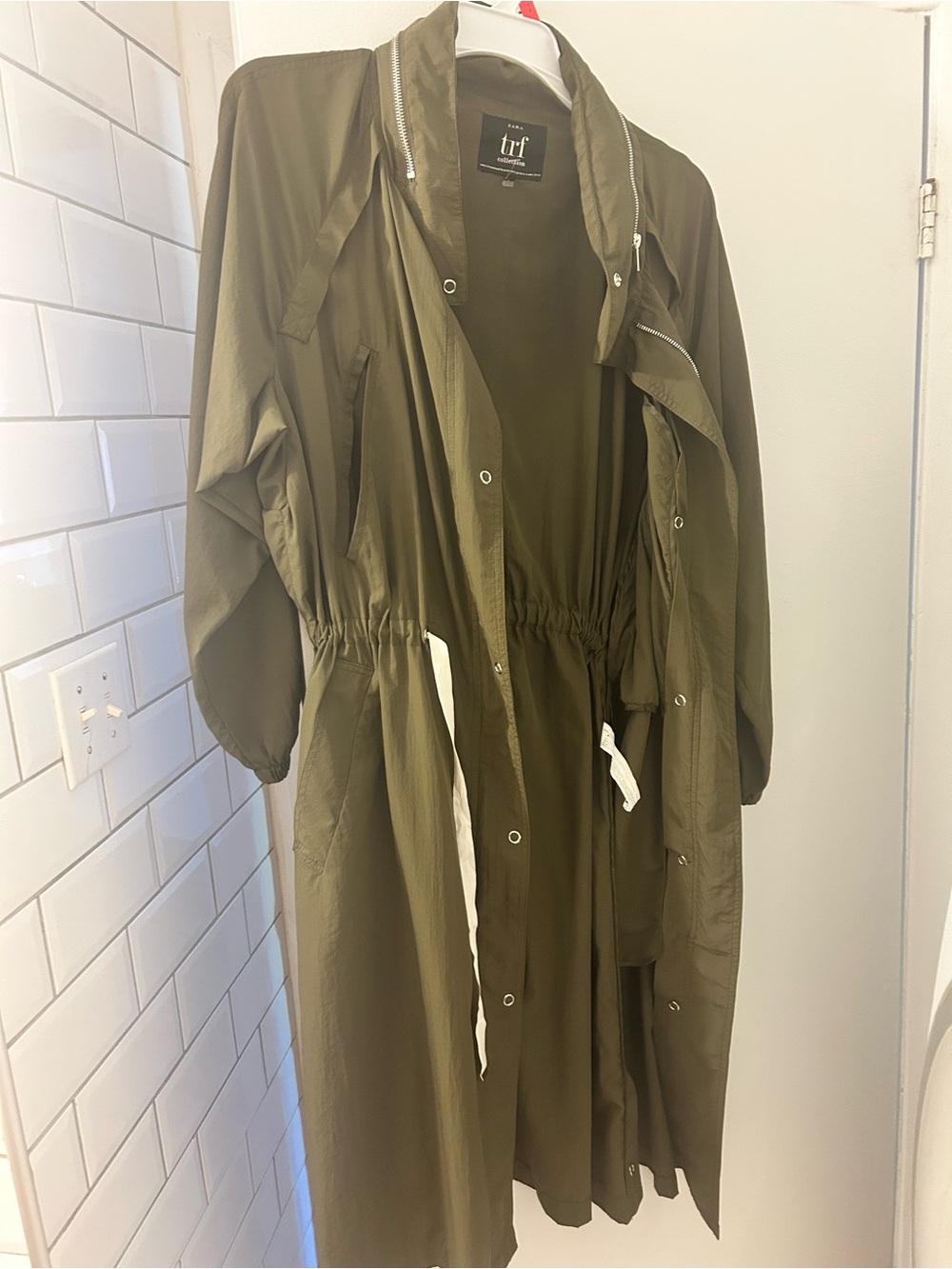 Spring Zara Olive Utility Trench Coat size XML